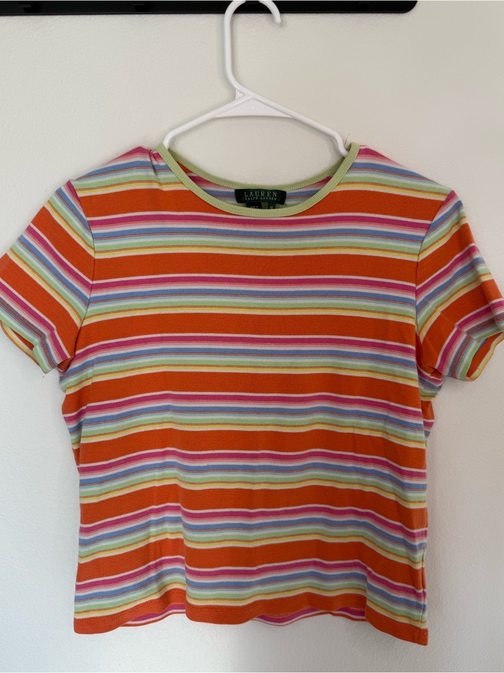 Lauren Ralph Lauren Orange Multi-Stripe Short Sleeve Tee